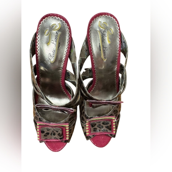 Poetic Licence Moonlight Dancer Heel Leopard/Floral Leather Size 10 EUC - Picture 5 of 8